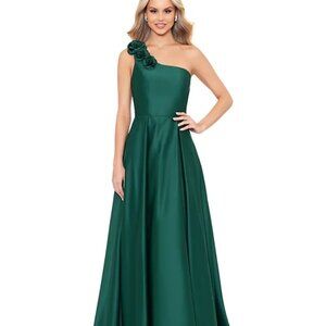 Blondie Nites Juniors' One-Shoulder Lace-Back Gown Hunter Size 3